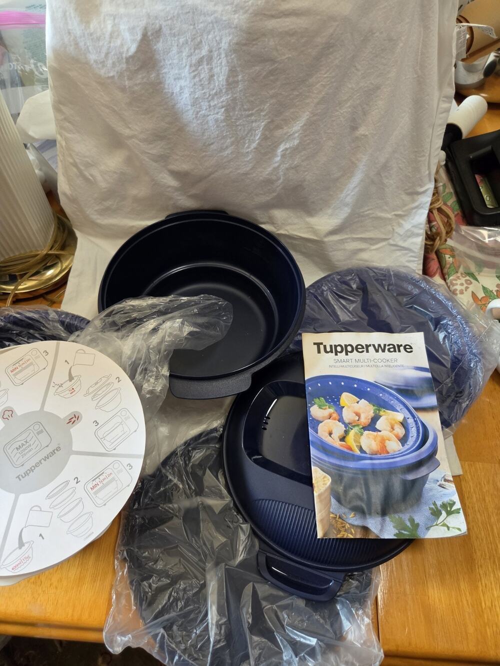 Tupperware Smart Multi-Cooker Blue 4-in-1 Microwave Steamer Rice Pasta 3Qt